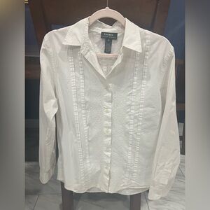 Ralph Lauren | 100% Cotton White Embroidered Detail Button Down Shirt | M